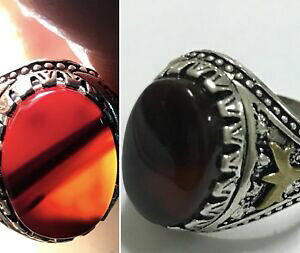 �y���������z�l�b�N���X�@�V���o�[�C�G���������Osilver yemeni kabdi very dark red aqeeq agate men ring, kabadi, kapidy, aqiq
