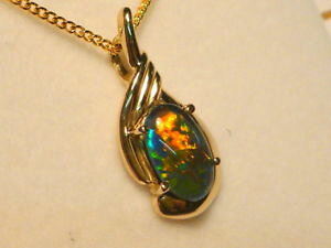 �y���������z�l�b�N���X�@�I�p�[���y���_���g�S�[���h×�g���v���b�g�A�C�e��opal pendant 14ct gold 10 x6mm oval triplet item 070798