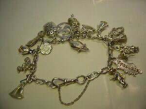 �y���������z�l�b�N���X�@�r���e�[�W�\���b�h�V���o�[�u���X���b�g�R���N�^�A�C�e��vintagesolid silver unusual charm bracelet7517 charmsheavycollectors item