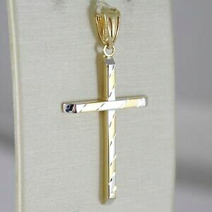 �y���������z�l�b�N���X�@cross pendant yellow gold white750 18squaredstripedmade in italy kcross pendant yellow gold white 750 18k, squared, stripe
