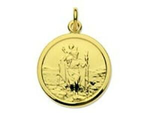 �y���������z�l�b�N���X�@9ct�g�C�����f�B�[�X�`�F�C��st�N���X�g�t�@�[9ct gold hallmarked round st christopher on gents or ladies chain