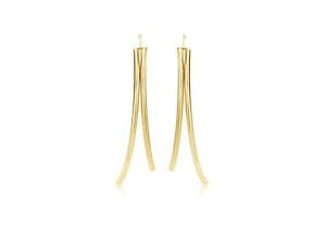 �y���������z�l�b�N���X�@�C�G���[�S�[���h�_�u���`���[�u�C�������O9ct yellow gold double tube earrings