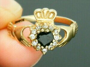 �y���������z�l�b�N���X�@9ct9k�T�t�@�C�Acladdagh�T�C�Yn9ct gold 9k gold sapphire claddagh hallmarked ring size n