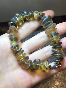 �y���������z�l�b�N���X�@�h�~�j�b�N�X�^�[�����Odominican blue amber bead bracelet sterling silver clasp