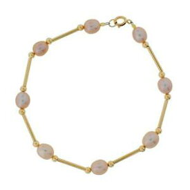 【送料無料】ネックレス　イエローゴールドピンクブレスレットtoc 9ct yellow gold pink oval freshwater cultured pearl bracelet 8