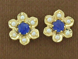 yzlbNX@\bhS[hTt@CAp[ubTX^bhCOe042 genuine 9ct solid gold natural sapphire amp; pearl blossom stud earrings