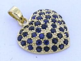 【送料無料】ネックレス　p043 9ctnaturalサファイアloveペンダントp043 genuine 9ct solid gold natural sapphire pave love heart pendant