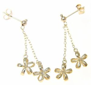 【送料無料】ネックレス ソリッドｋイエローゴールドハワイアンプルメリアイヤリングポストスタッドsolid 14k yellow gold hawaiian open plumeria flower dangle earrings post stud ネックレス・ペンダント