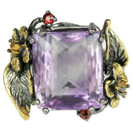 【送料無料】ネックレス　アメジストサファイアスターリングシルバーフラワーリング2825ct real aaa purple amethyst amp; sapphire sterling 925 silver flower ring 75