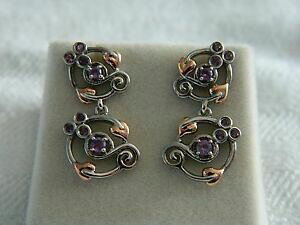 �y���������z�l�b�N���X�@�V���o�[�E�F�[���Y�S�[���h�I���W���A���W�X�g�C�������O�h���b�vclogau silver amp; 9ct welsh gold origin amethyst drop earrings rrp 17900