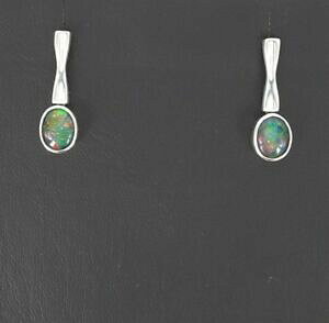 �y���������z�l�b�N���X�@�X�^�[�����O�V���o�[�I�p�[���I�[�o���h���b�v�C�������O�h��miran 180101 sterling silver opal oval drop earrings 24g rrp 199