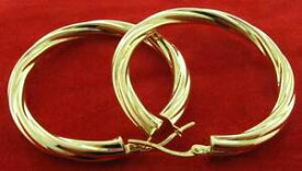 【送料無料】ネックレス　9ct gold hoop earrings 35x5mm round cable twistedtube creoles sleepers gift box9ct gold hoop earrings 35x5mm round cable t