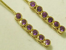 【送料無料】ネックレス　ソリッドイエローゴールドアメジストドロップイヤリングe048 lovely genuine 9k solid yellow gold natural amethyst drop earrings journey