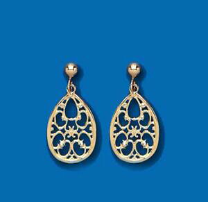 �y���������z�l�b�N���X�@�C�G���[�S�[���h�C�������O�h���b�v9ct yellow gold filigree drop earrings