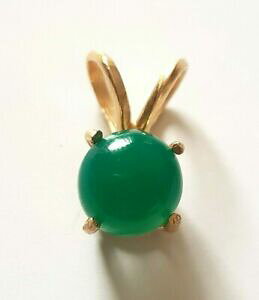 yzlbNX@J{V\bhkCG[S[hy_ggenuine natural green agate quartz cabochon solid 14k yellow gold pendant