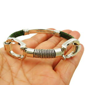 【送料無料】ネックレス　ホースシューボックススターリングシルバーブレスレットhorseshoe 925 sterling silver bracelet with green leather in a gift box