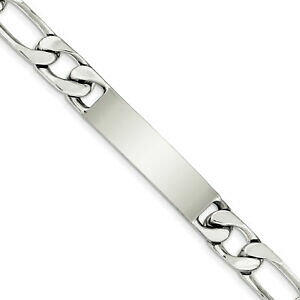 �y���������z�l�b�N���X�@�V���o�[�C���`�t�B�K�������N�u���X���b�g listingsterling silver 85 inch polished engraveable figaro link id bracelet qid111