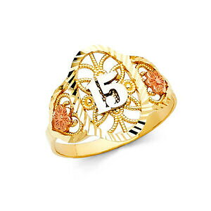 �y���������z�l�b�N���X�@14k�g��15 anos quinceaneraoro solido anillo14k real tricolor solid gold flower 15 aos quinceaera ring oro solido anillo