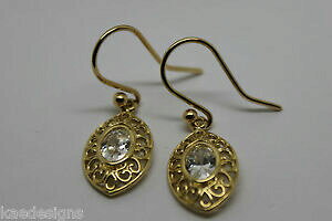 �y���������z�l�b�N���X�@���[�Y�S�[���h�t�b�N�C�������O�Z�b�g9ct yellow or white or rose gold white stone set filigree hook earrings