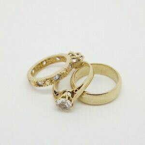 �y���������z�l�b�N���X�@�����O�y���_���g�Z�b�g�C�G���[�S�[���h listingthree rings charm pendant cz set 9ct yellow gold 15mm approx