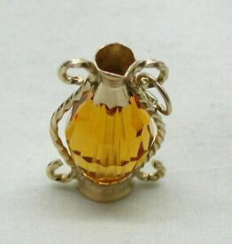 【送料無料】ネックレス　9ctゴールドレモンストーンセットデカンターlarge 9ct gold and citrine coloured stone set decanter charm