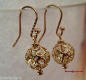 yzlbNX@[YS[h[{[hbvCOkaedesigns,genuine 9ct rose gold 10mm euro ball drop filigree earrings