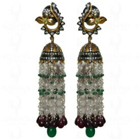 【送料無料】ネックレス　パールルビーエメラルドペリドットスターリングシルバービードイヤリングpearl, ruby, emerald amp; peridot bead earrings in 925 sterling silver se031001