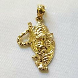 【送料無料】ネックレス　アメリカ14kイェローゴールドtigerペンダント14k yellow gold tiger pendant charm, made in usa