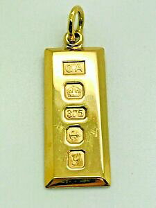 �y���������z�l�b�N���X�@�\���b�h�C�G���[�S�[���h�C���S�b�g�y���_���g listing9ct solid yellow gold ingot pendant