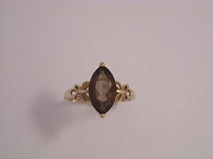 yzlbNX@S[hVNTCYJbgO9ct gold marquise cut quartz ring with butterfly shank size t 29gm secondhand