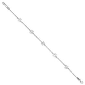 【送料無料】ネックレス　スターリングシルバーデイジーチェーン925 sterling silver beautiful daisy flowers ankle chain anklet