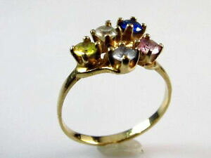 yzlbNX@10kwomansgp[Ysaphiresz 775 23g10k gold womans mothers ring gemstones topaz saphire spin sz 775 23g