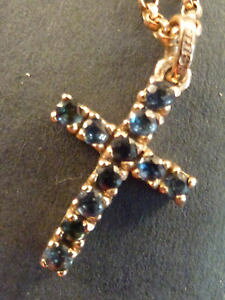 yzlbNX@9ct gold sapphire set cross on 9ct chain9ct gold sapphire set cross on 9ct chain