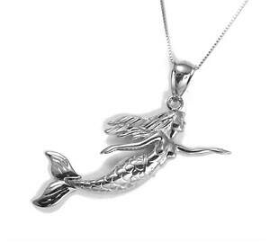 �y���������z�l�b�N���X�@solid 14kwhite gold high polish shiny hawaiian mermaidpendant movable tail finsolid 14k white gold high polish shiny hawai