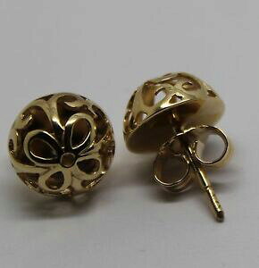 �y���������z�l�b�N���X�@�C�G���[�S�[���h�X�^�b�h�C�������Okaedesigns 9ct yellow gold half ball 12mm stud filigree earrings