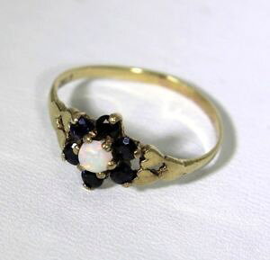 yzlbNX@kS[hIp[Tt@CANX^n[gOTCY9ct 9k gold opal sapphire cluster heart ring size 6 l 12