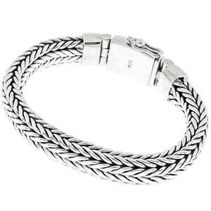 �y���������z�l�b�N���X�@listing10mm mens�o���`�F�[��925�X�^�[�����O79 listing10mm mens braided bali handmade chain 925 sterling silver bracelet, 79