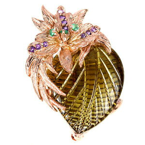 yzlbNX@X[L[NI[cGhX^[OVo[y_gnatural 30x24 mm aaa smoky quartz emerald amp; cz sterling 925 silver pendant