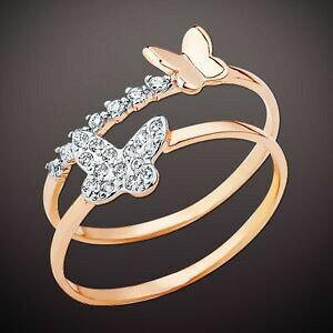 �y���������z�l�b�N���X�@���V�A���[�Y�S�[���h�����Orussian rose gold 14k 585 buterfly cz ring nwt stunning 177 g sz m 16,5mm