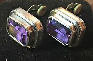 yzlbNX@C^AX^[OVo[COAWXgNbvwomens italian sterling silver amp; purple amethyst clip on earrings