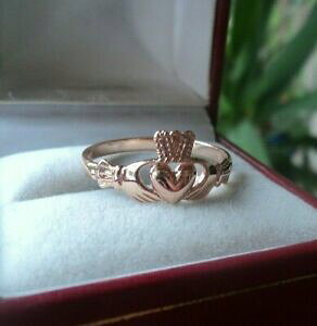 �y���������z�l�b�N���X�@���[�Y�S�[���h�b�h�N���_�����O�T�C�Y 9ct rose gold irish claddagh ring size m p q r s