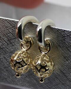 �y���������z�l�b�N���X�@�C�G���[�S�[���h�X�^�[�����O�V���o�[�{�[���X�^�b�h�C�������O�G�N�X�v���X�|�X�g9ct yellow gold amp; sterling silver filigree ball stud earrings *free express post