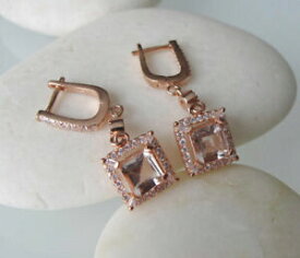 【送料無料】ネックレス　クッションピーチイヤリングローズゴールドドロップカット2ct cushion cut peach morganite unique drop earrings women 14ct rose gold over