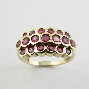 yzlbNX@CG[S[hZbgO9ct yellow gold 375 threerow ruby set ring n full hallmark 2005