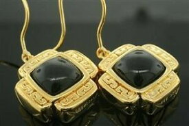 【送料無料】ネックレス　オニキスソリッドゴールドフープイヤリング465ct onyx 14ct 585 solid gold hoop earrings 30 day returns