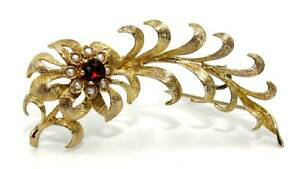 yzlbNX@re[WS[hK[lbgp[u[`heavy, finely made vintage 9ct gold garnet amp; pearl brooch, 75 g, perfect, boxed
