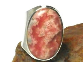 【送料無料】ネックレス　スターリングシルバーリングadjjustable rhodochrosite sterling silver 925 gemstone ring hallmark