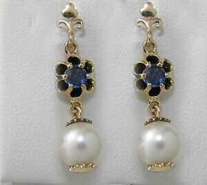 yzlbNX@CG[S[hTt@CAp[hbvX^bhCOce903 genuine 9k yellow gold natural sapphire amp; pearl drop stud earrings