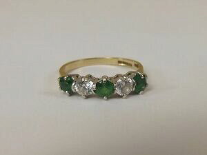 yzlbNX@S[hWRGhKXO14 ct gold zircons amp; emerald coloured glass 5 stones half eternity ring