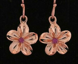 【送料無料】ネックレス　ソリッドローズゴールドルビープルメリアドロップイヤリングe050 genuine 9ct solid rose gold natural ruby frangipani drop dangle earrings